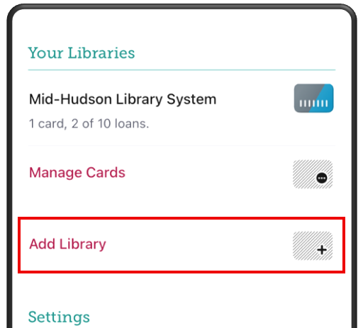 Screenshot of Library list with "Add Library" highlighted