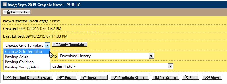 Screenshot of Grid template options showing Adult, Children, and Young Adult templates"